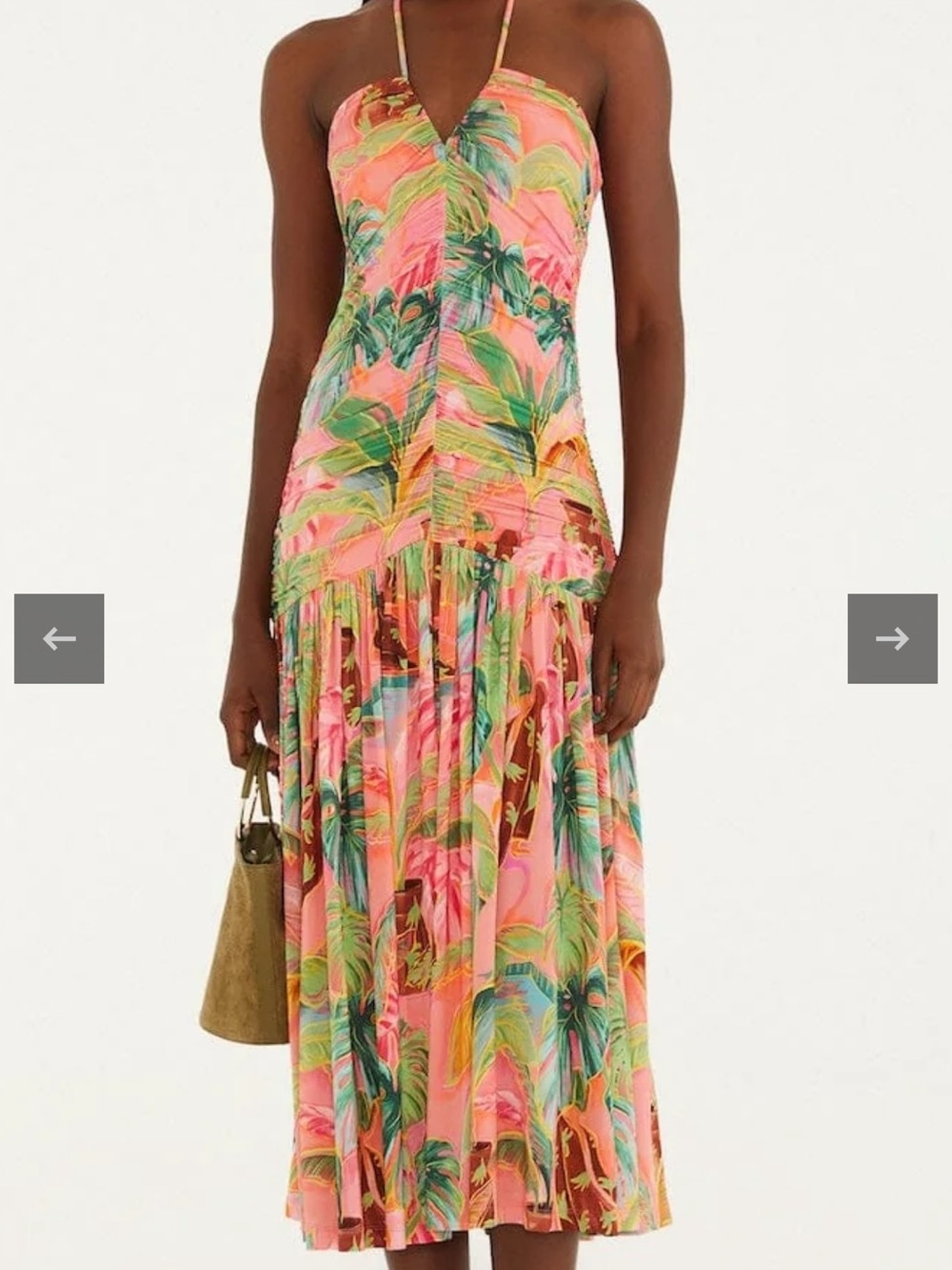 FARM Rio Pink Tropical Halter Midi Dress